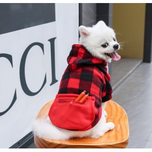 黑白格子款小中大狗貓咪衛(wèi)衣