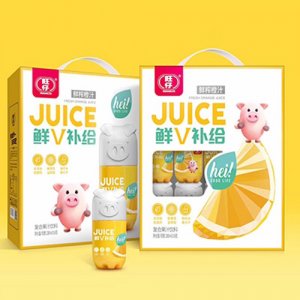 旺仔鮮V補給小豬果汁鮮榨橙汁復合果汁飲料280mlx16瓶