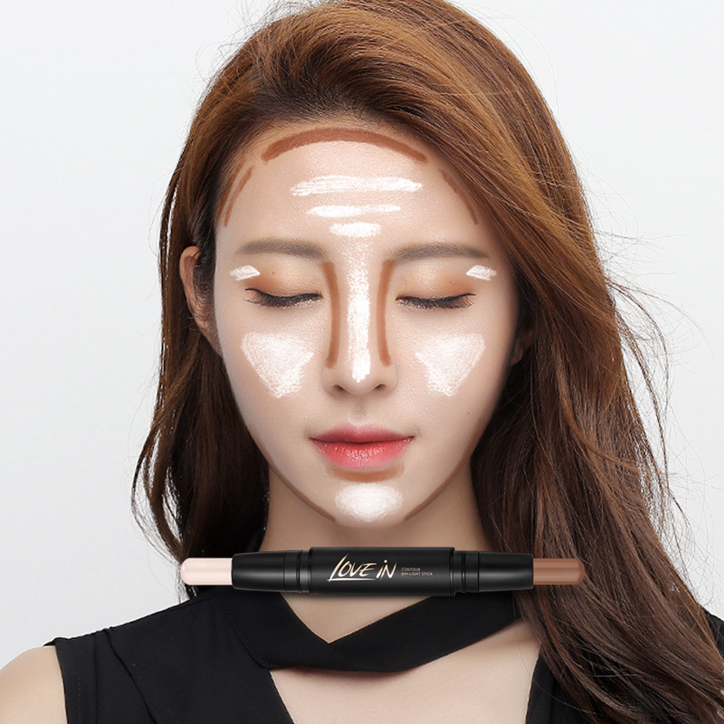 戀意lovein雙頭高光棒立體修容提亮遮瑕棒鼻影陰影棒修臉廠家批發(fā)OEM代加工