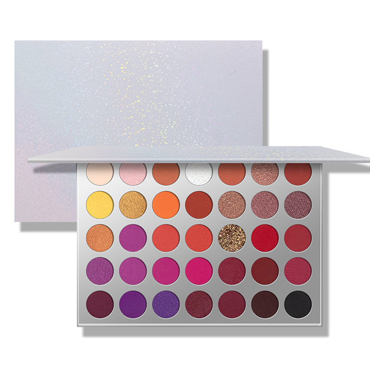 跨境新品 35色銀色紙板鐵盤眼影珠光啞光金蔥彩妝盤 優(yōu)質現(xiàn)貨OEM代加工