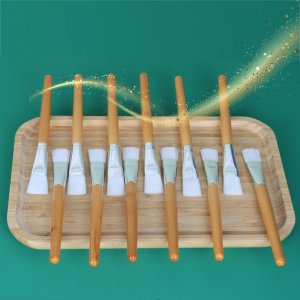 木長(zhǎng)桿面膜刷白毛木柄面膜刷軟毛調(diào)膜刷人造纖維美容院工具面膜刷